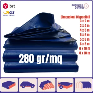 Telone Impermeabile con Occhielli – Telo Pesante 3x2, 3x3, 4x4, ecc.